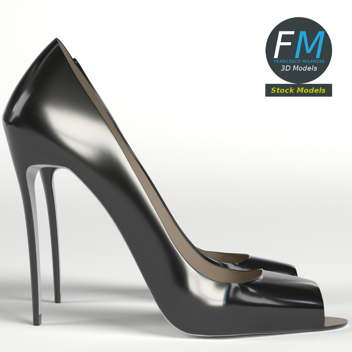3D-Modell - Schwarze Peep-Toe-Pumps - 04