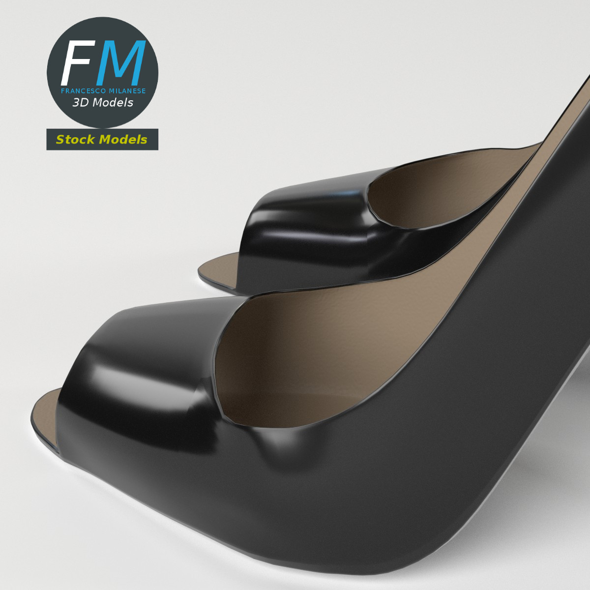 3D-Modell - Schwarze Peep-Toe-Pumps - 05
