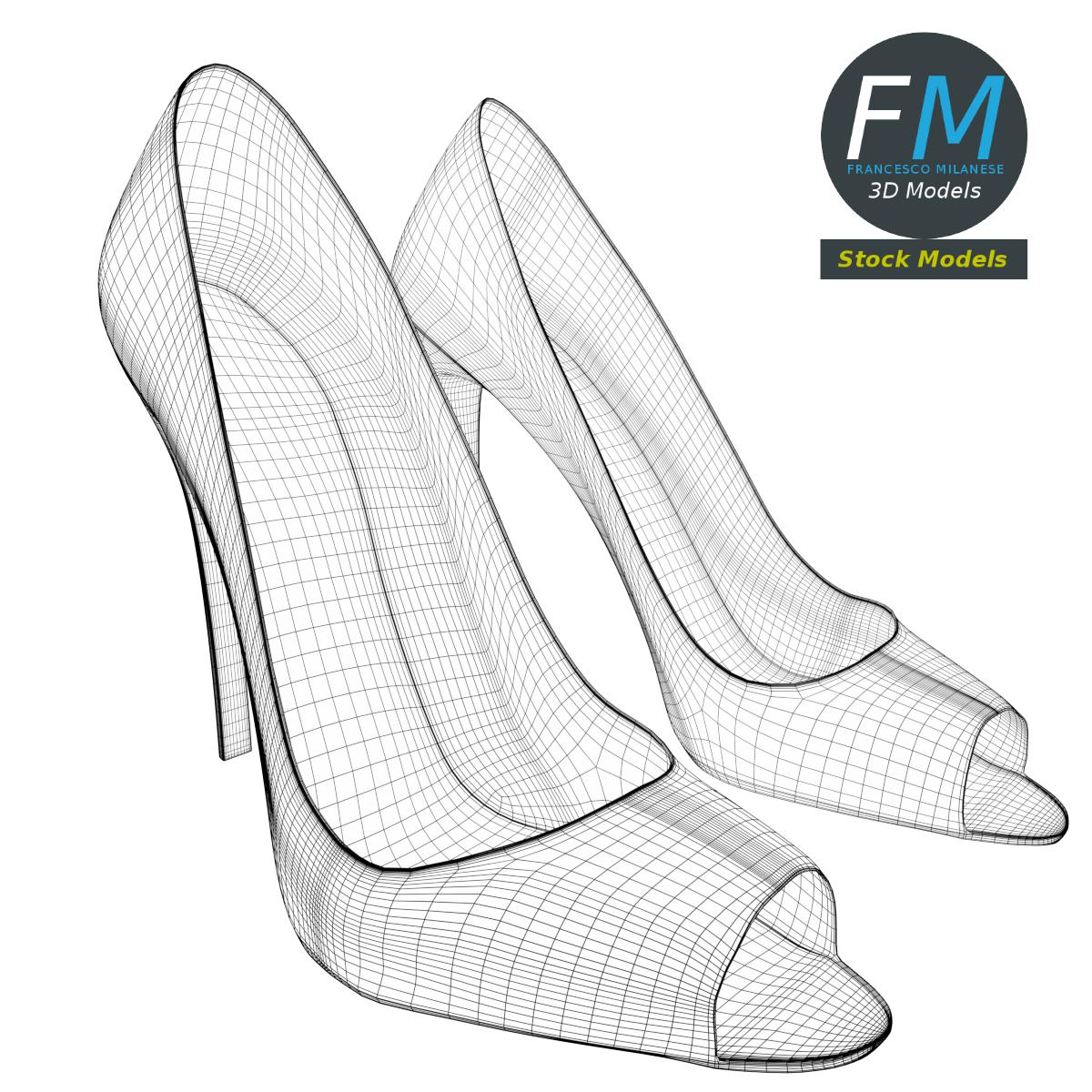 3D-Modell - Schwarze Peep-Toe-Pumps - 07