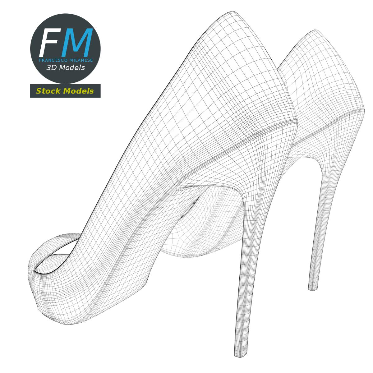 3D-Modell - Schwarze Peep-Toe-Pumps - 08