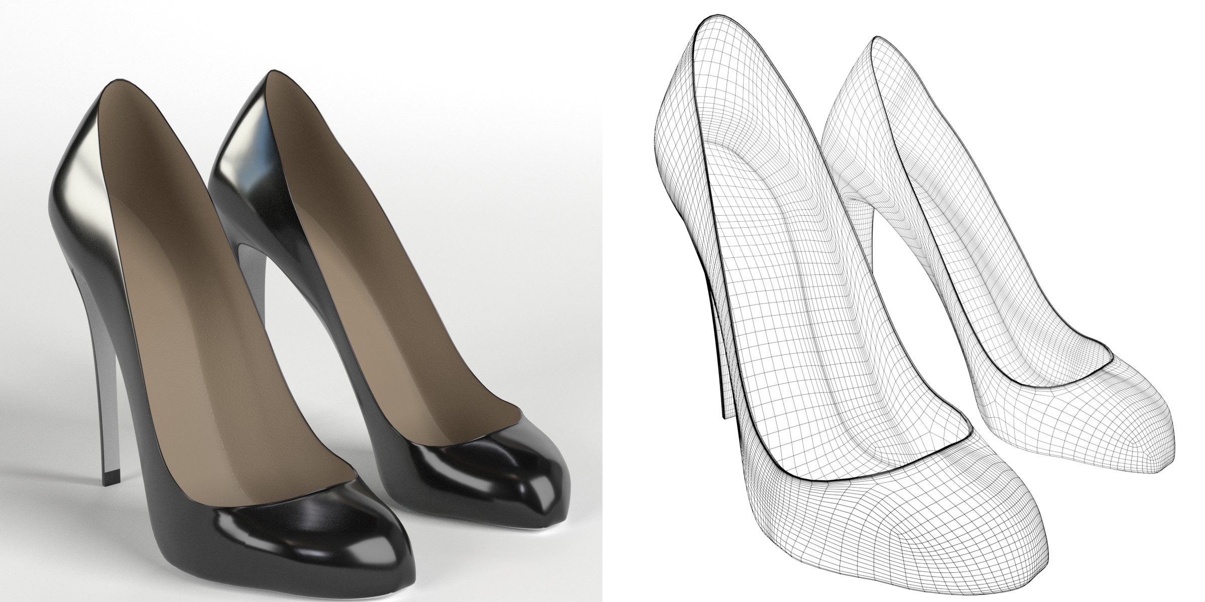 3D-Modell - Schwarze Stiletto-Pumps