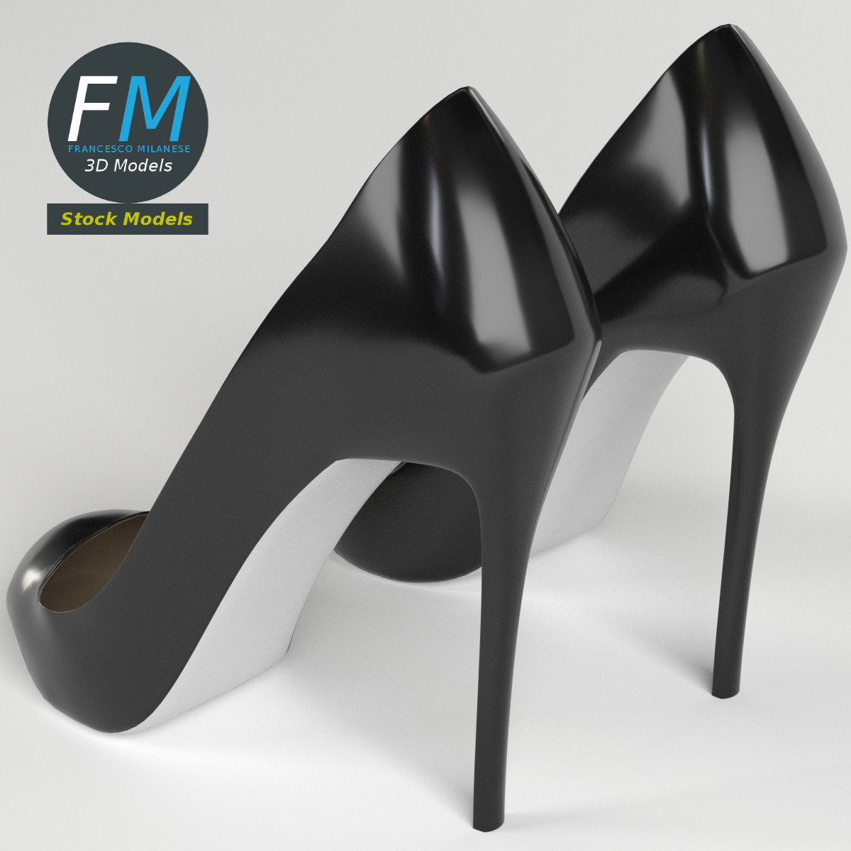 3D-Modell - Schwarze Stiletto-Pumps - 02