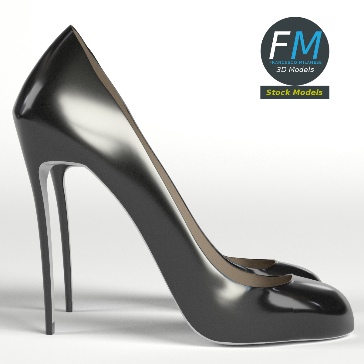3D-Modell - Schwarze Stiletto-Pumps - 04