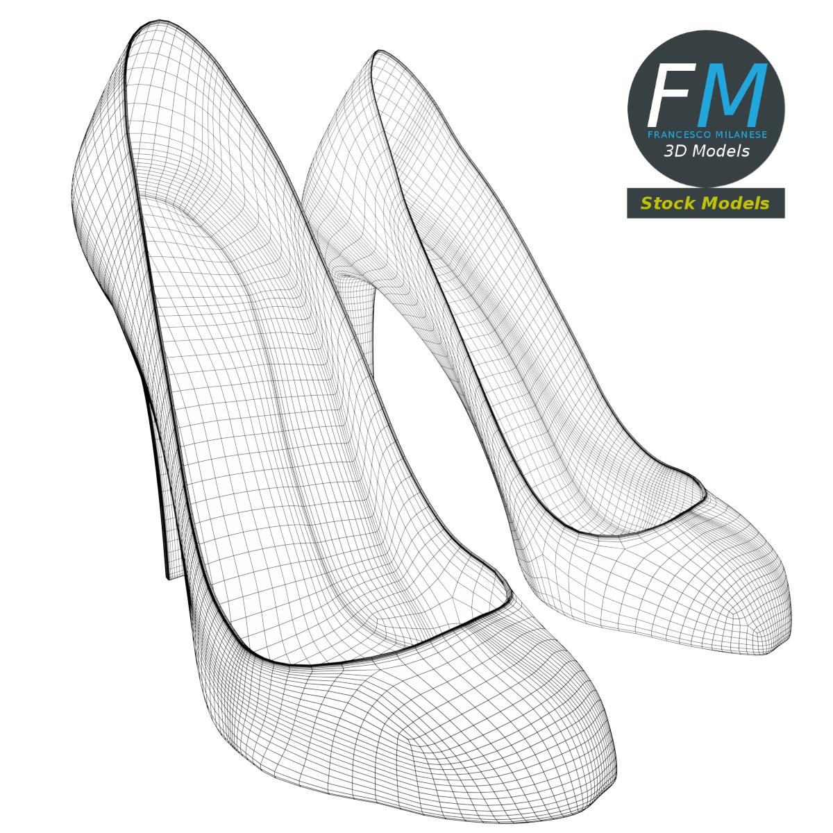 3D-Modell - Schwarze Stiletto-Pumps - 07