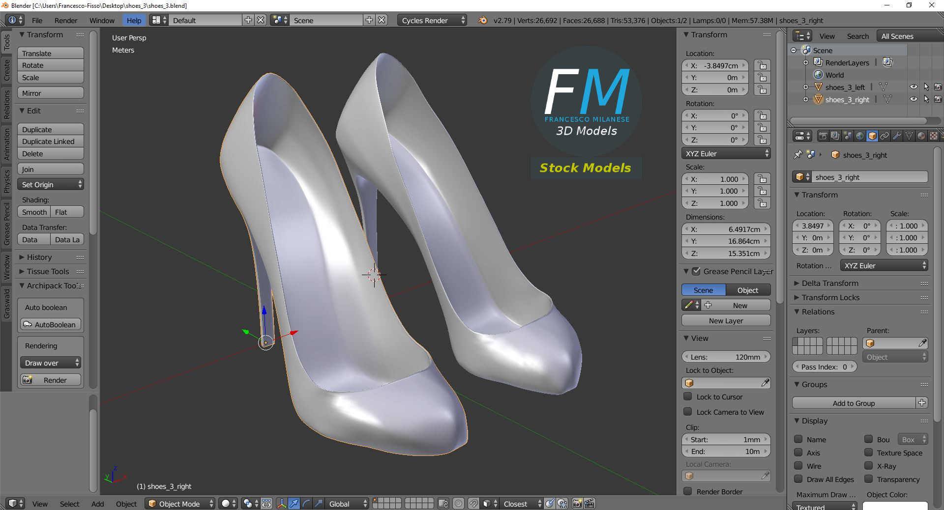3D-Modell - Schwarze Stiletto-Pumps - 09