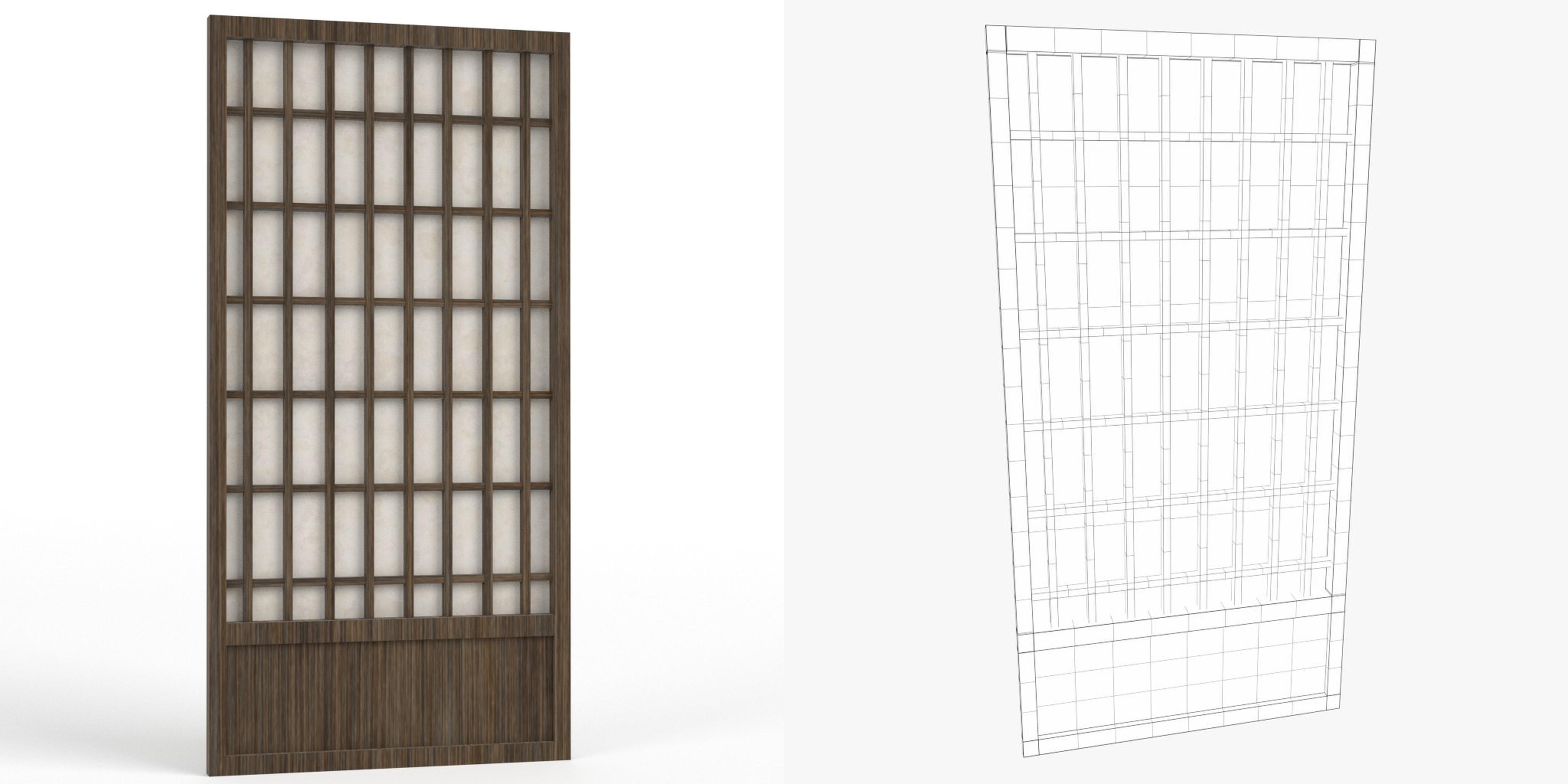 3D-Modell - Japanische Shoji-Papiertür