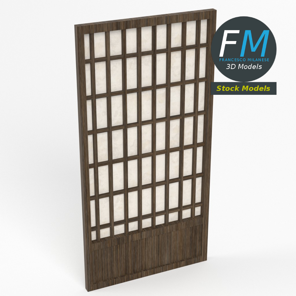3D-Modell - Japanische Shoji-Papiertür - 02