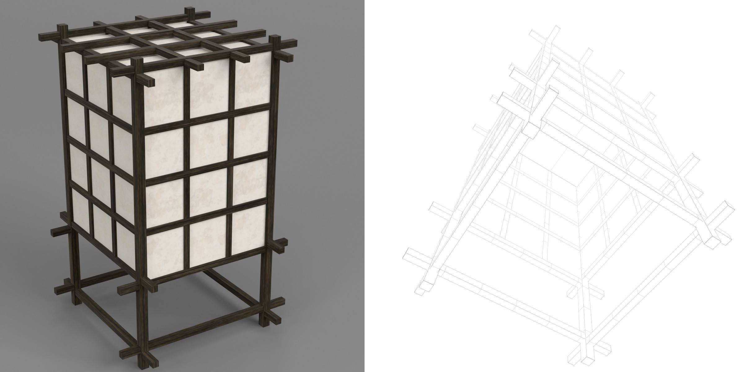 3D-Modell - Japanische Shoji-Lampe