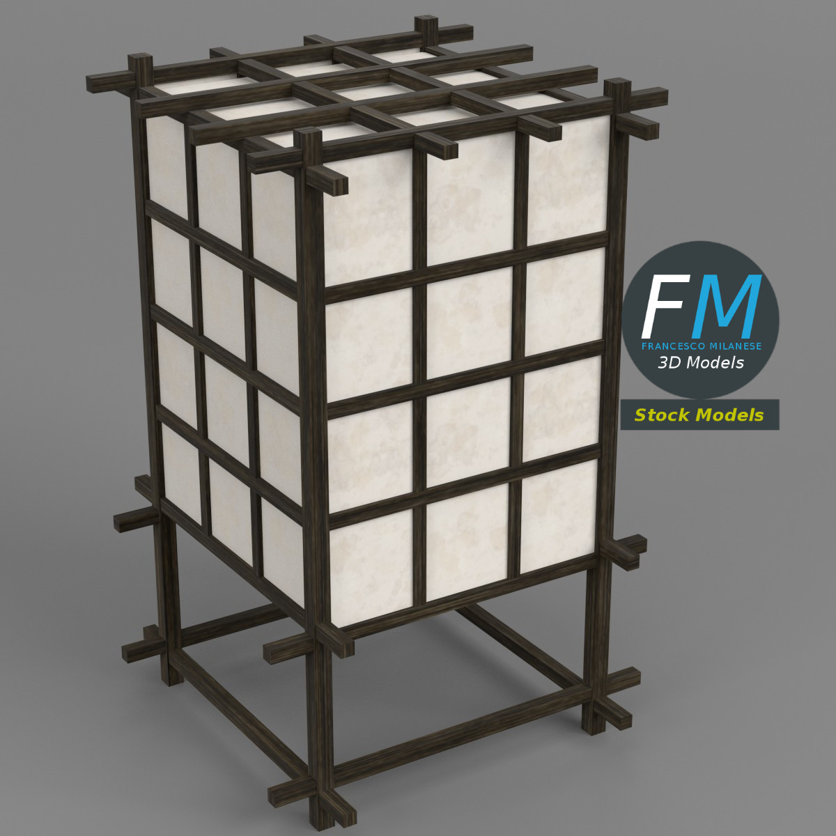 3D-Modell - Japanische Shoji-Lampe - 01