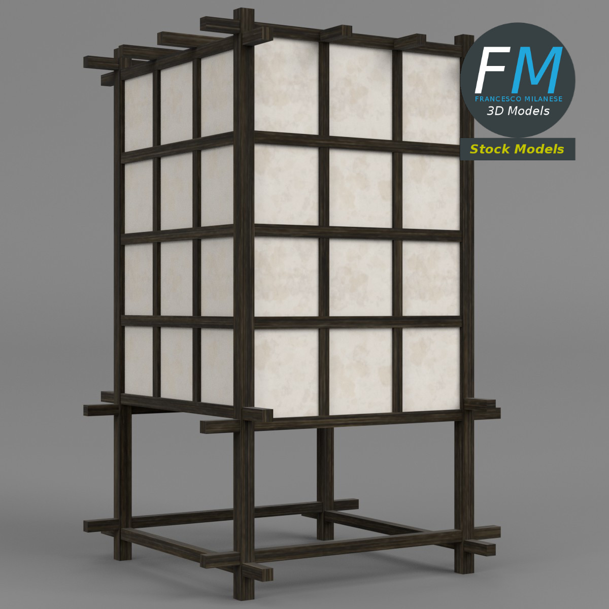 3D-Modell - Japanische Shoji-Lampe - 03