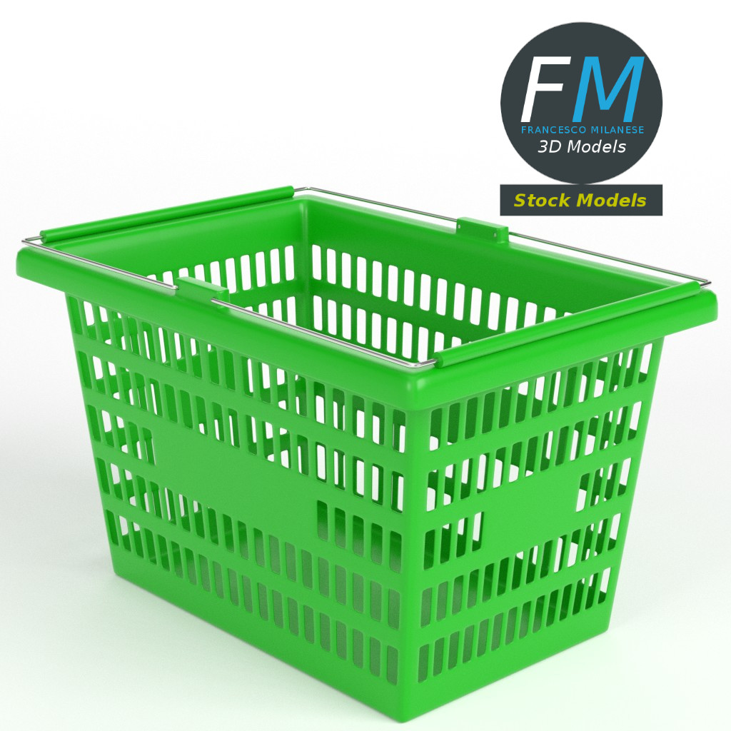 3D-Modell - Grüner Einkaufskorb - 01