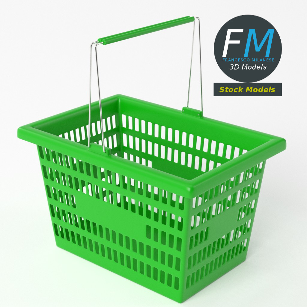 3D-Modell - Grüner Einkaufskorb - 05
