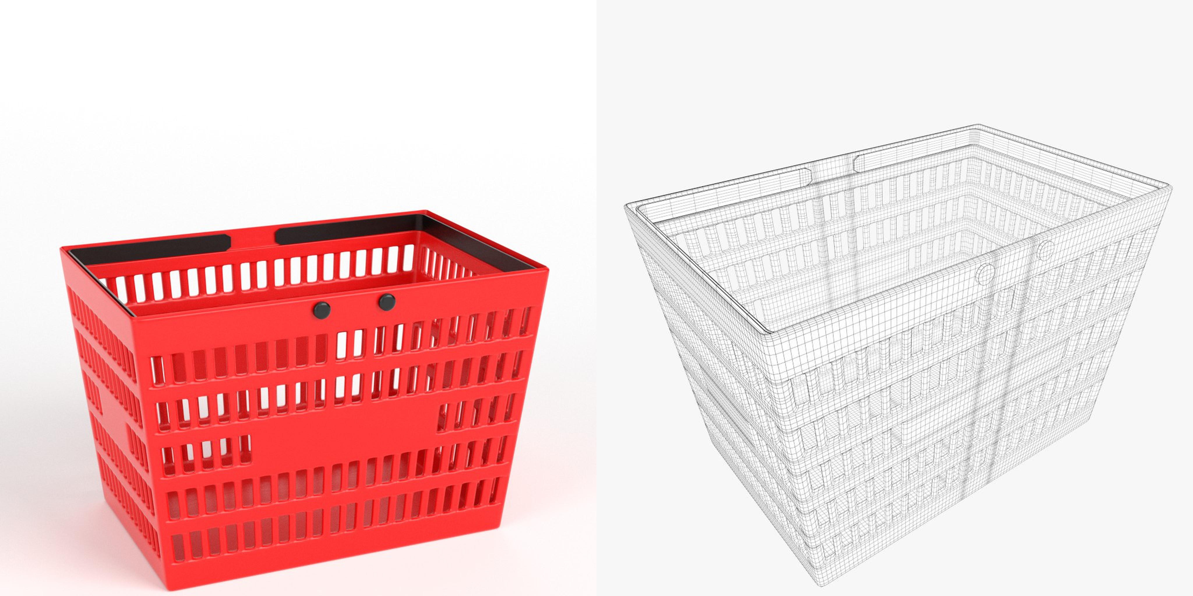 3D-Modell - Roter Einkaufskorb