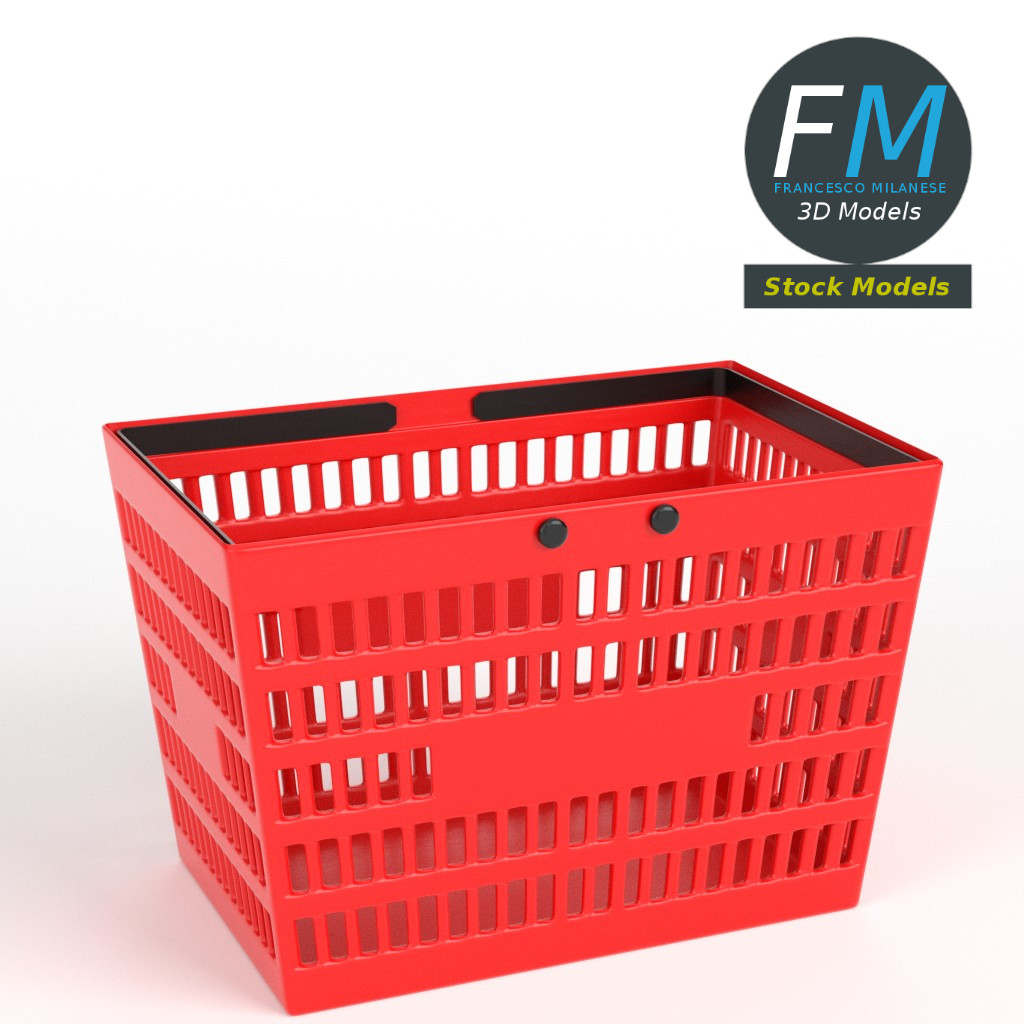 3D-Modell - Roter Einkaufskorb - 01