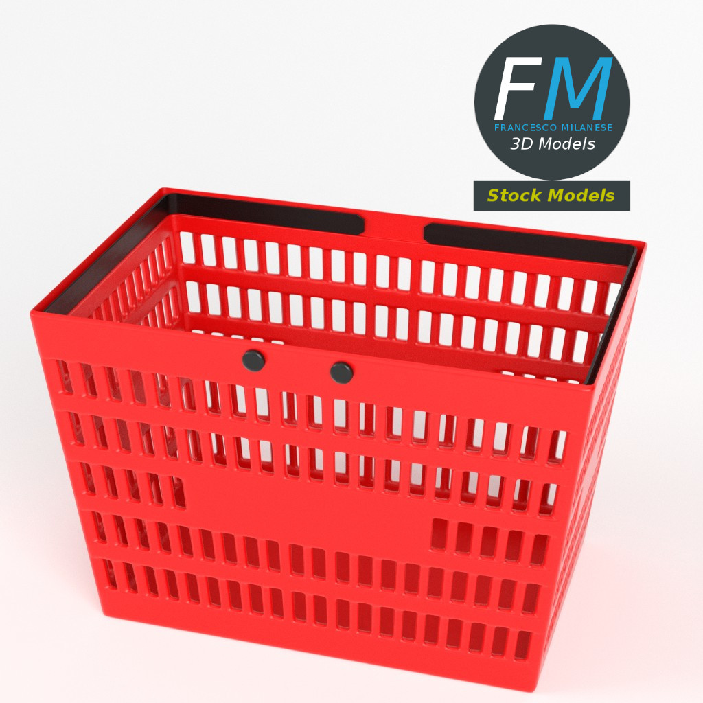 3D-Modell - Roter Einkaufskorb - 02
