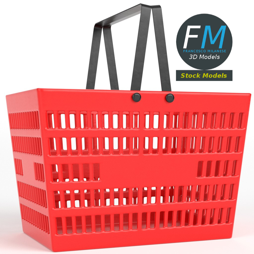 3D-Modell - Roter Einkaufskorb - 03