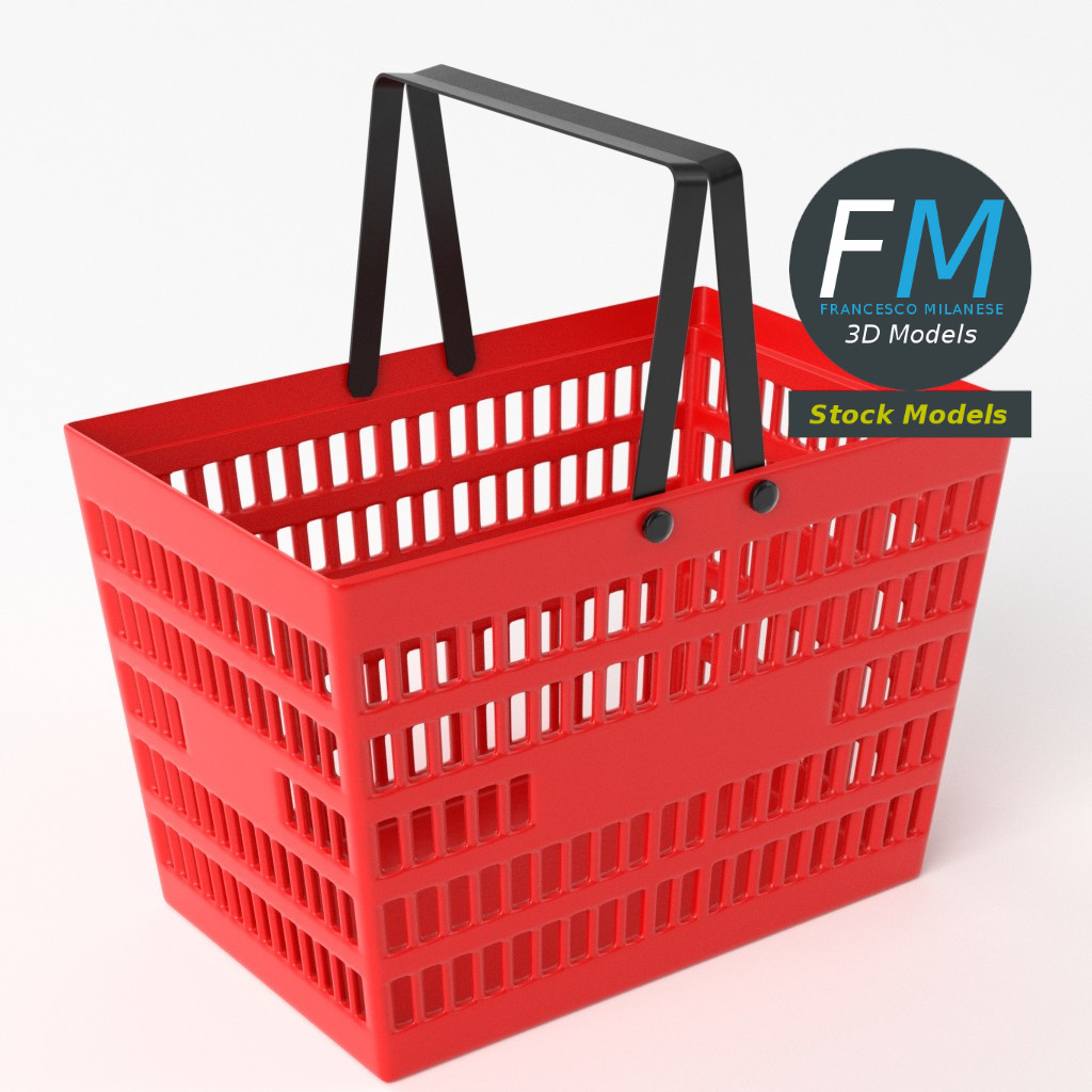 3D-Modell - Roter Einkaufskorb - 05