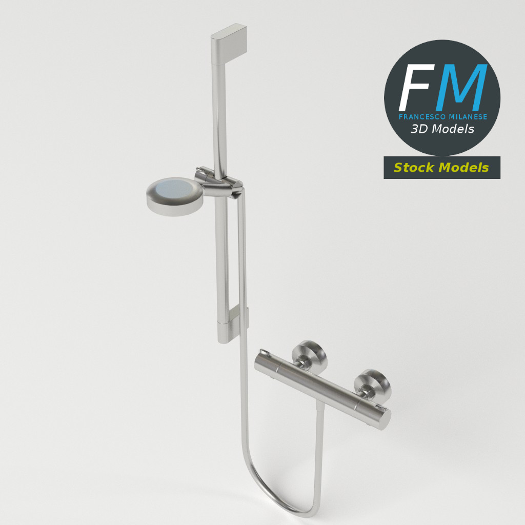 3D-Modell - Wandmontiertes Duschset - 05