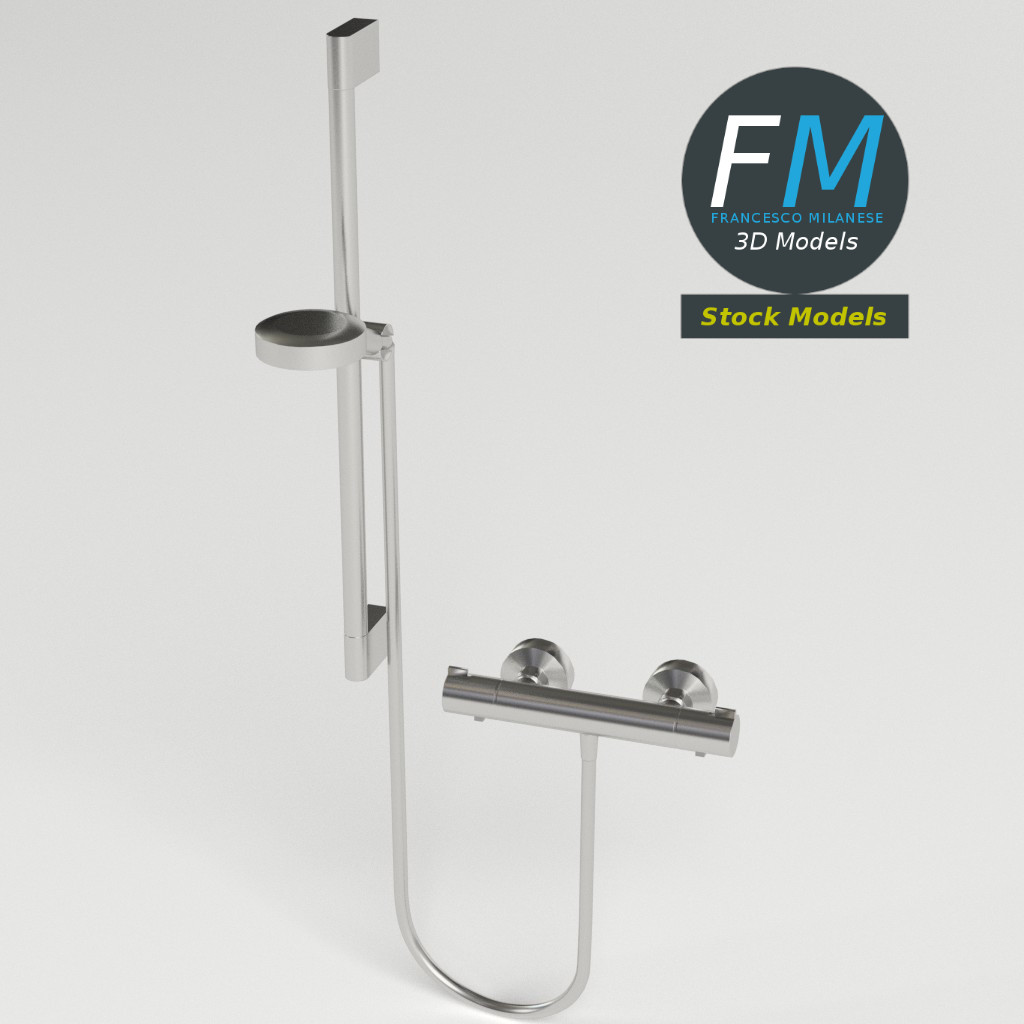 3D-Modell - Wandmontiertes Duschset - 06