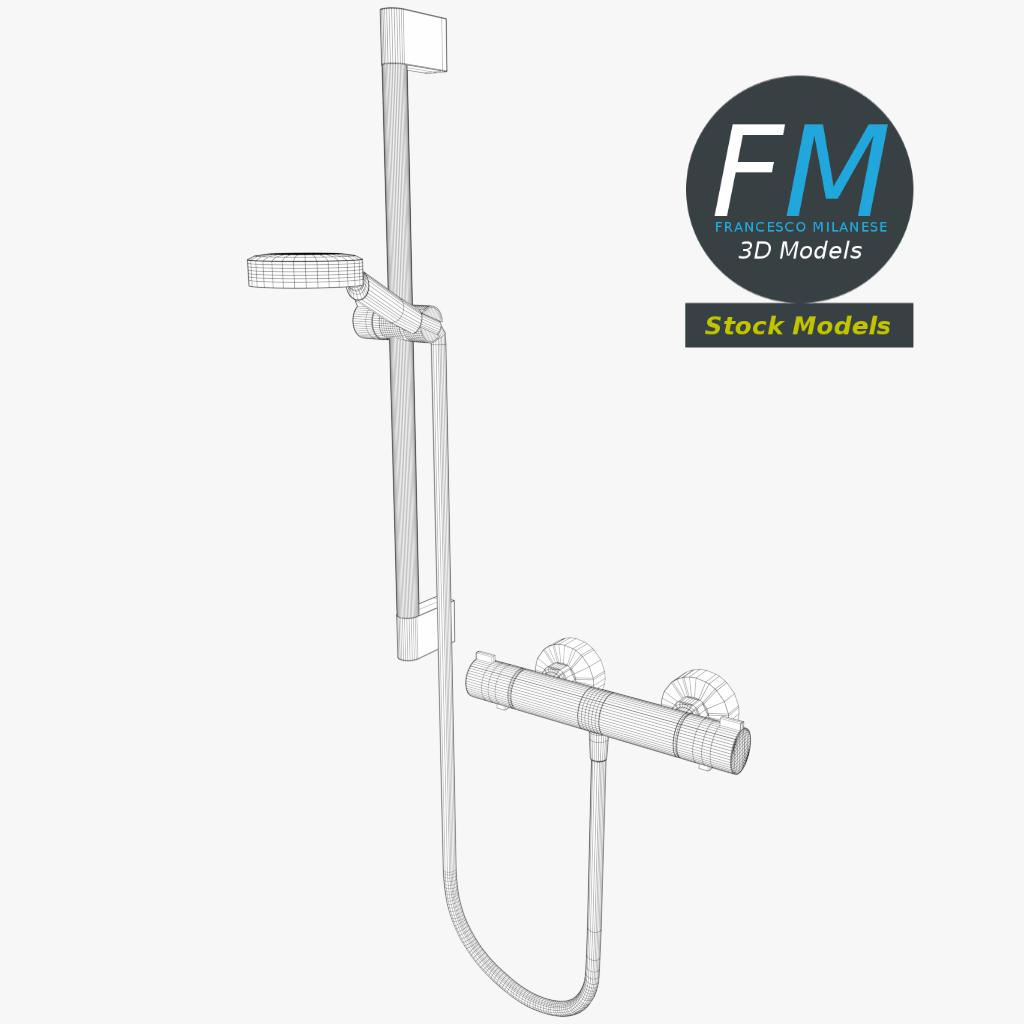 3D-Modell - Wandmontiertes Duschset - 07