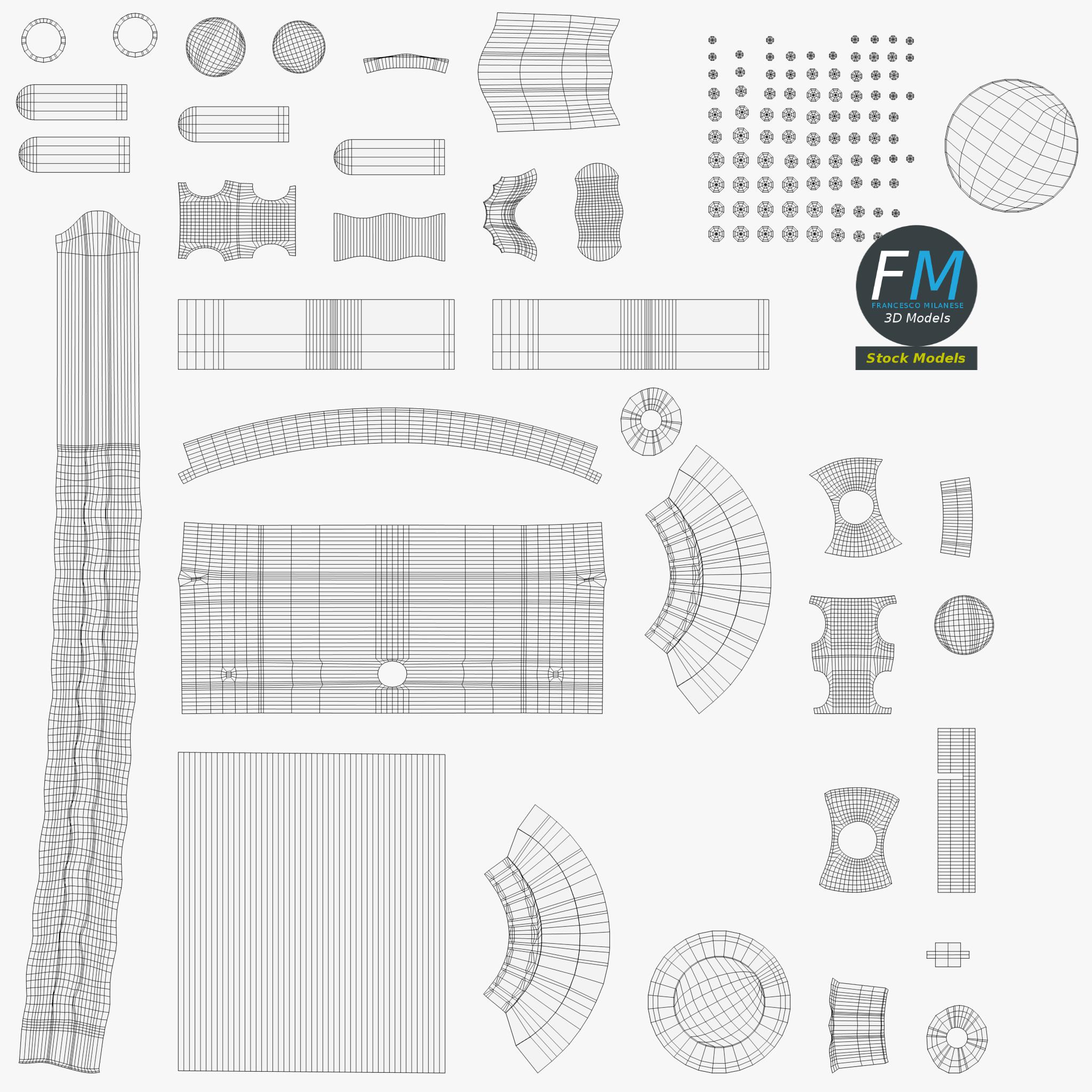 3D-Modell - Wandmontiertes Duschset - 11 3D-Modell - Wandmontiertes Duschset - 11