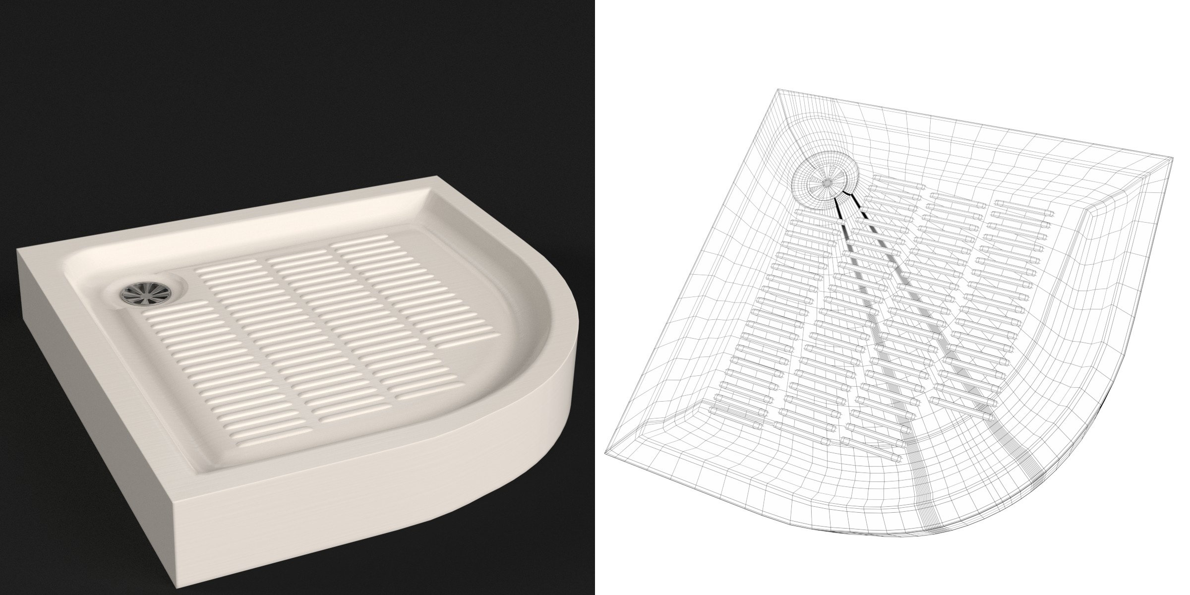 3D-Modell - Eckduschwanne
