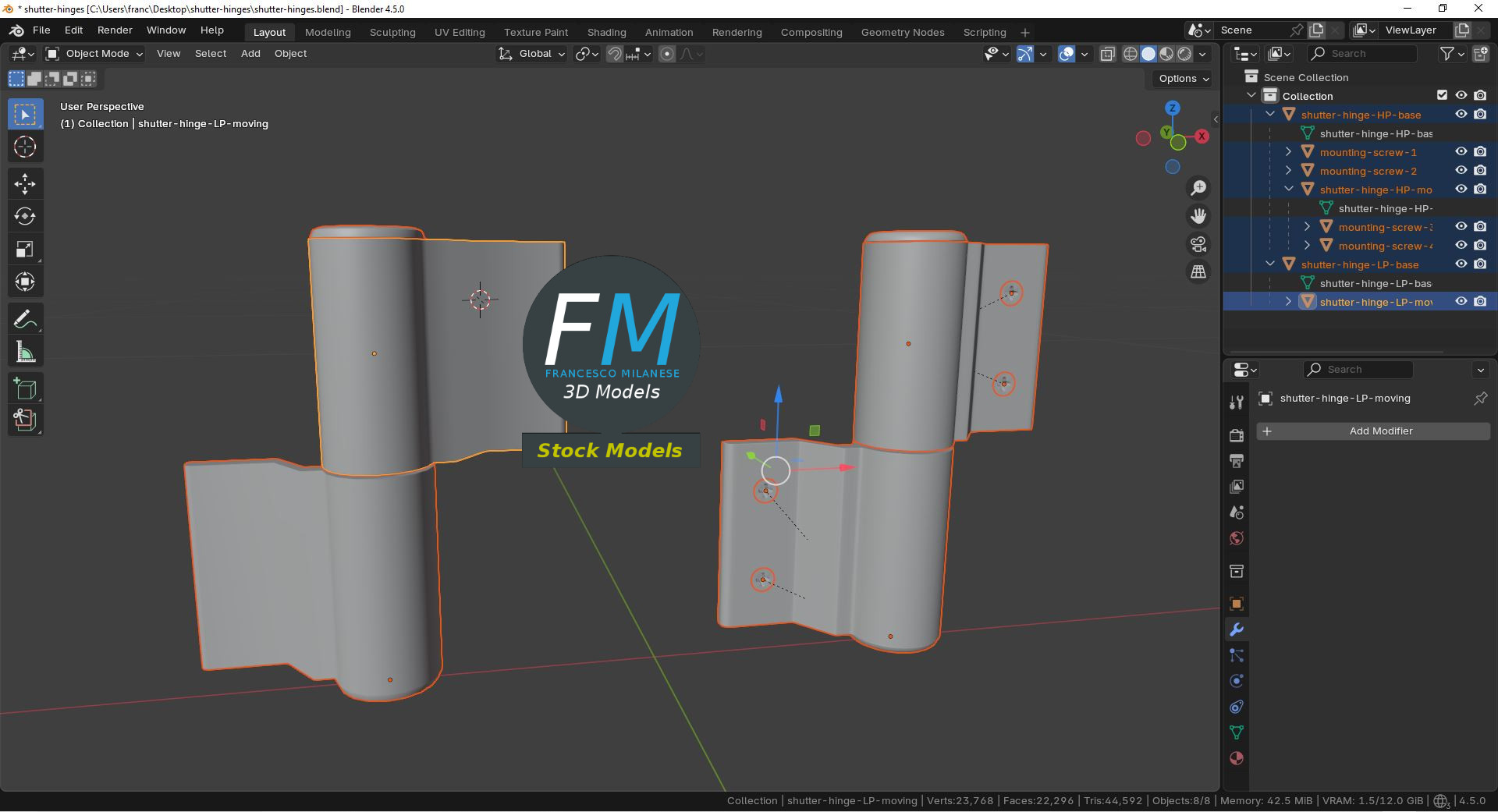 3D-Modell - Fensterladen-Scharniere - 09