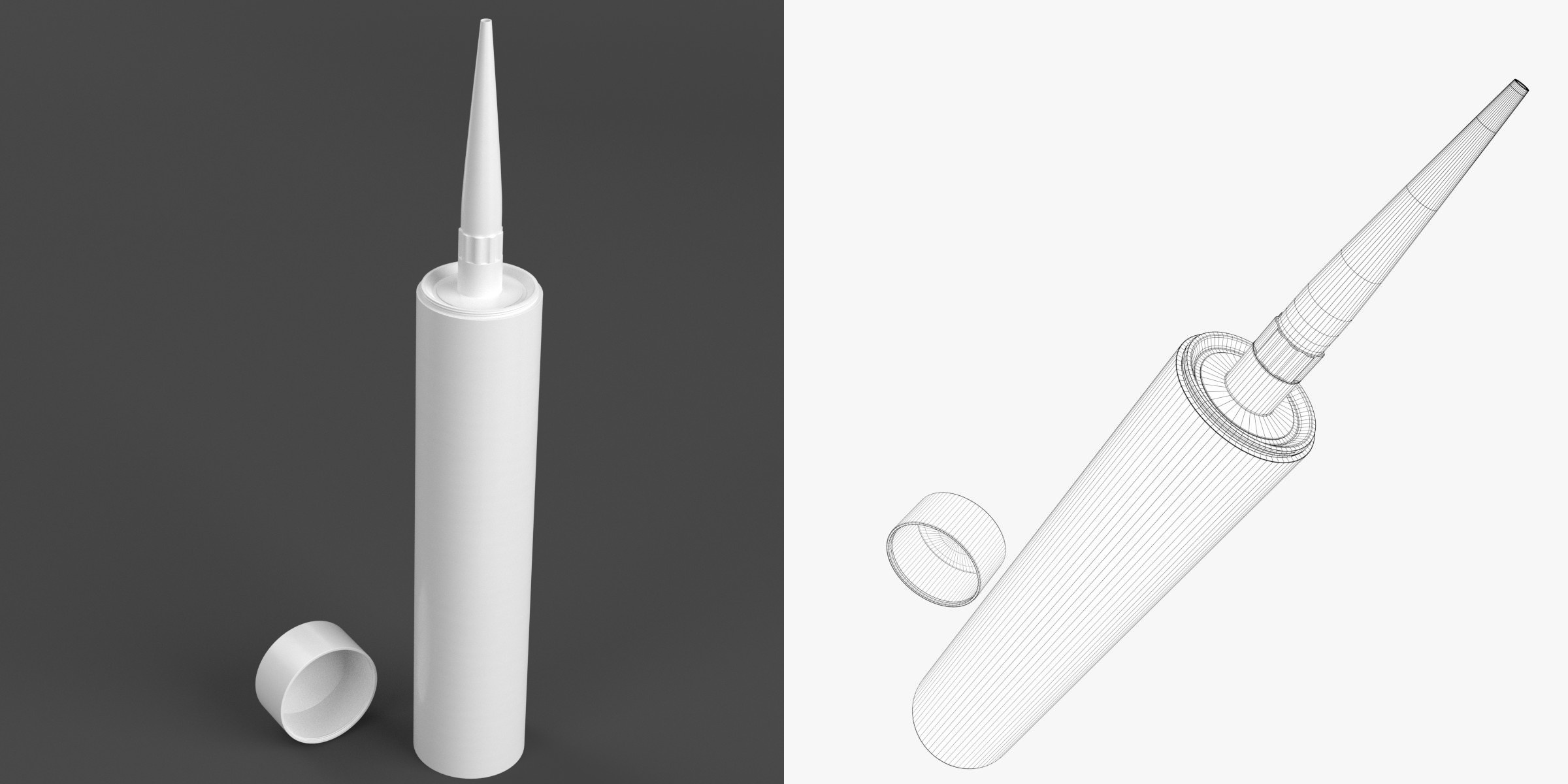 3D-Modell - Silikondichtstoff-Kartusche