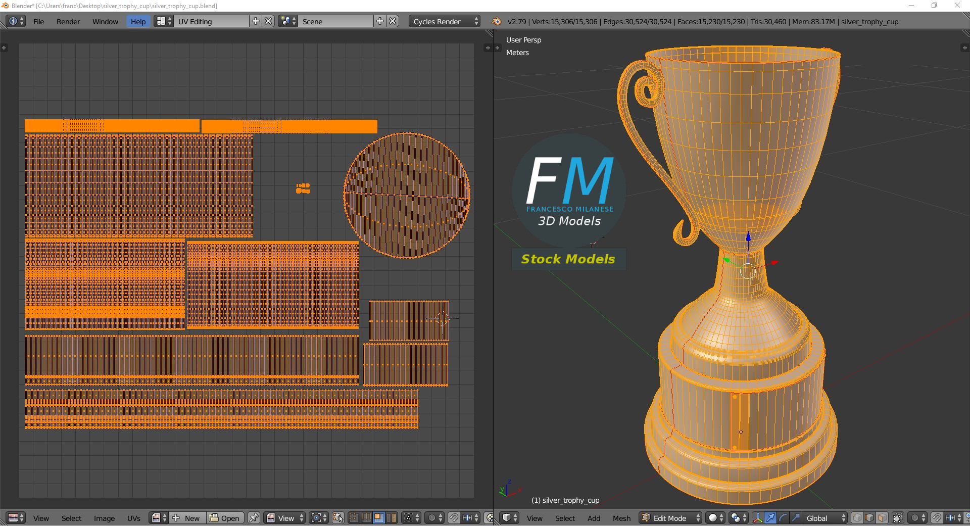 3D-Modell - Silberner Trophäenpokal - 10
