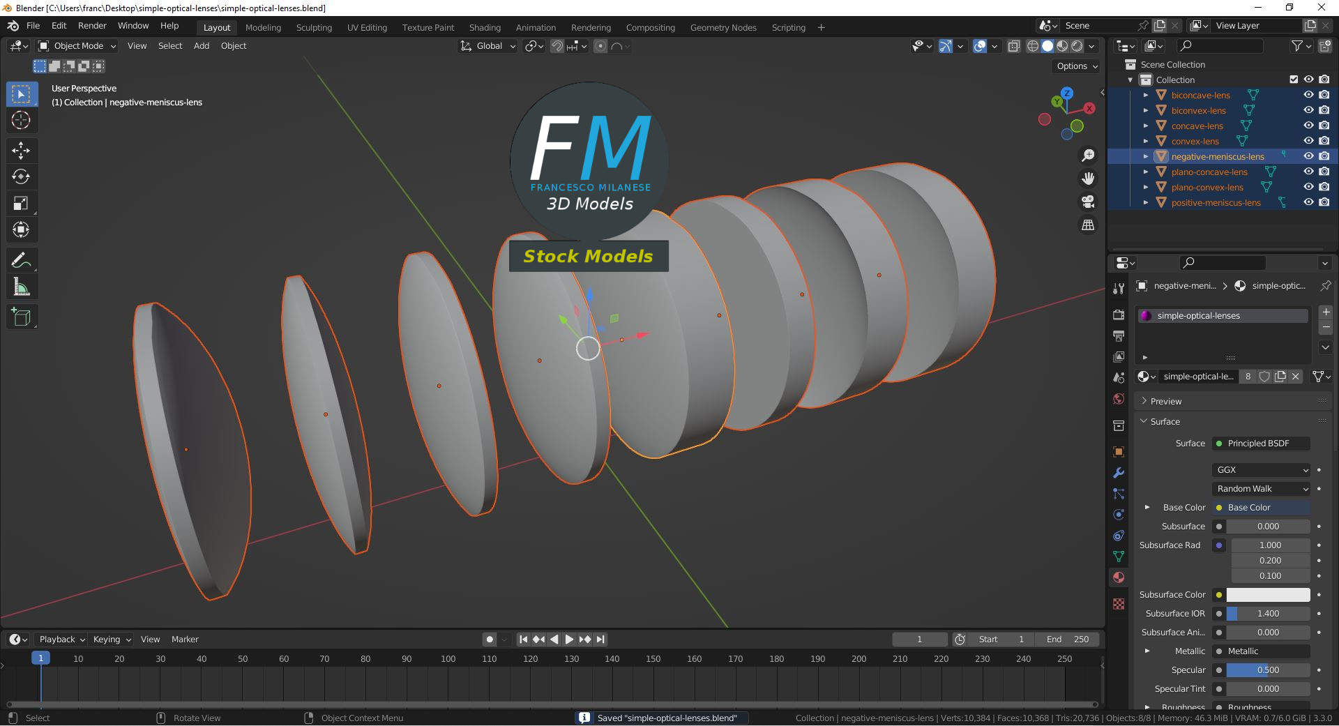 3D-Modell - Einfache Optische Linsen - 09