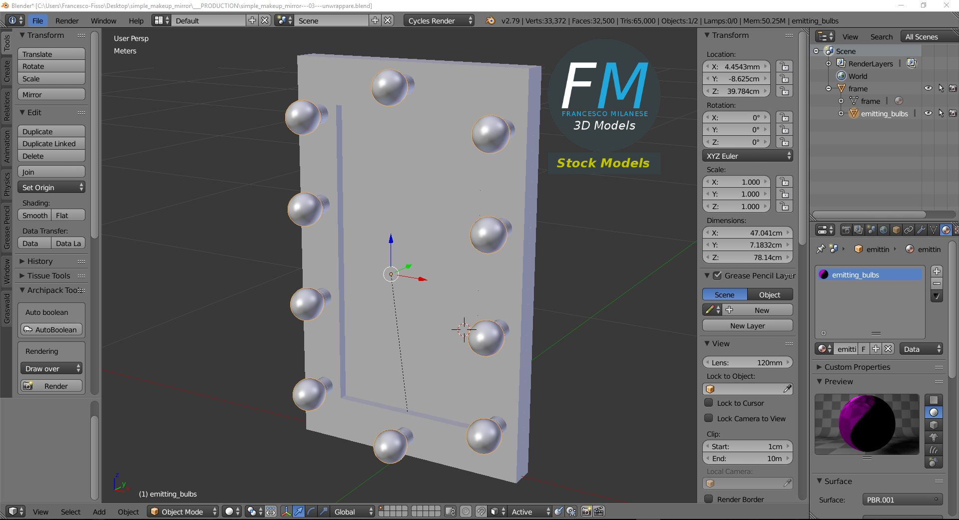 3D-Modell - Einfacher Schminkspiegel - 09