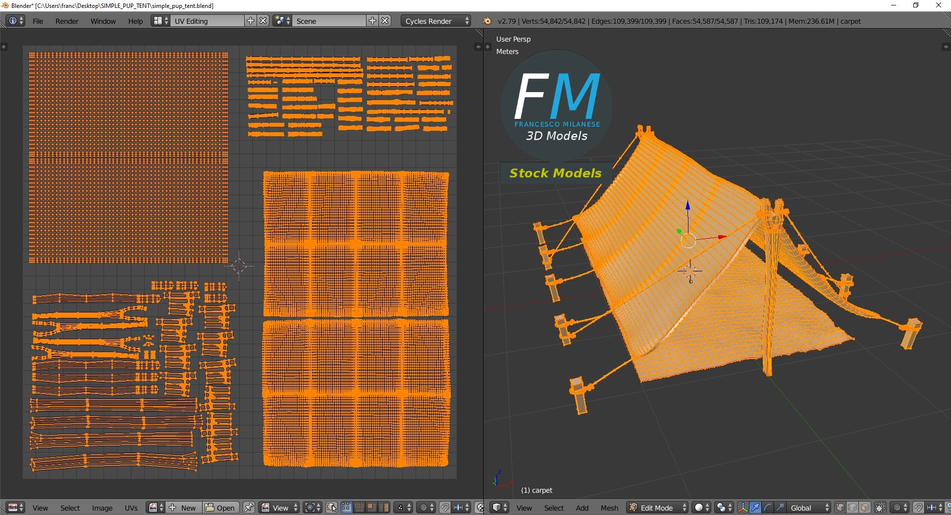 3D-Modell - Einfaches Firstzelt - 10