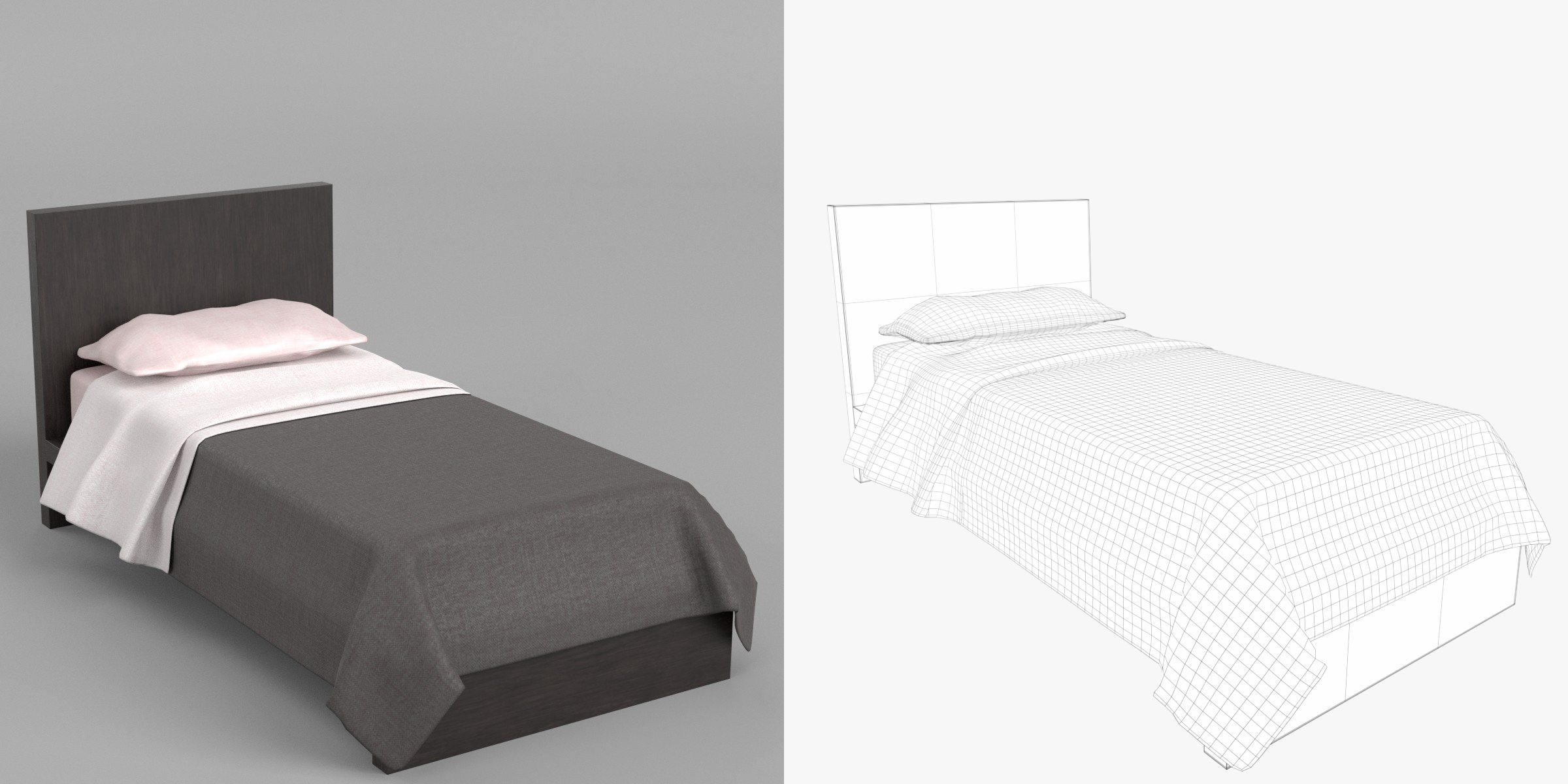 3D-Modell - Einzelbett