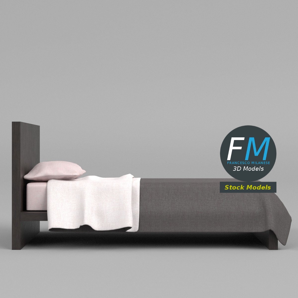 3D-Modell - Einzelbett - 04