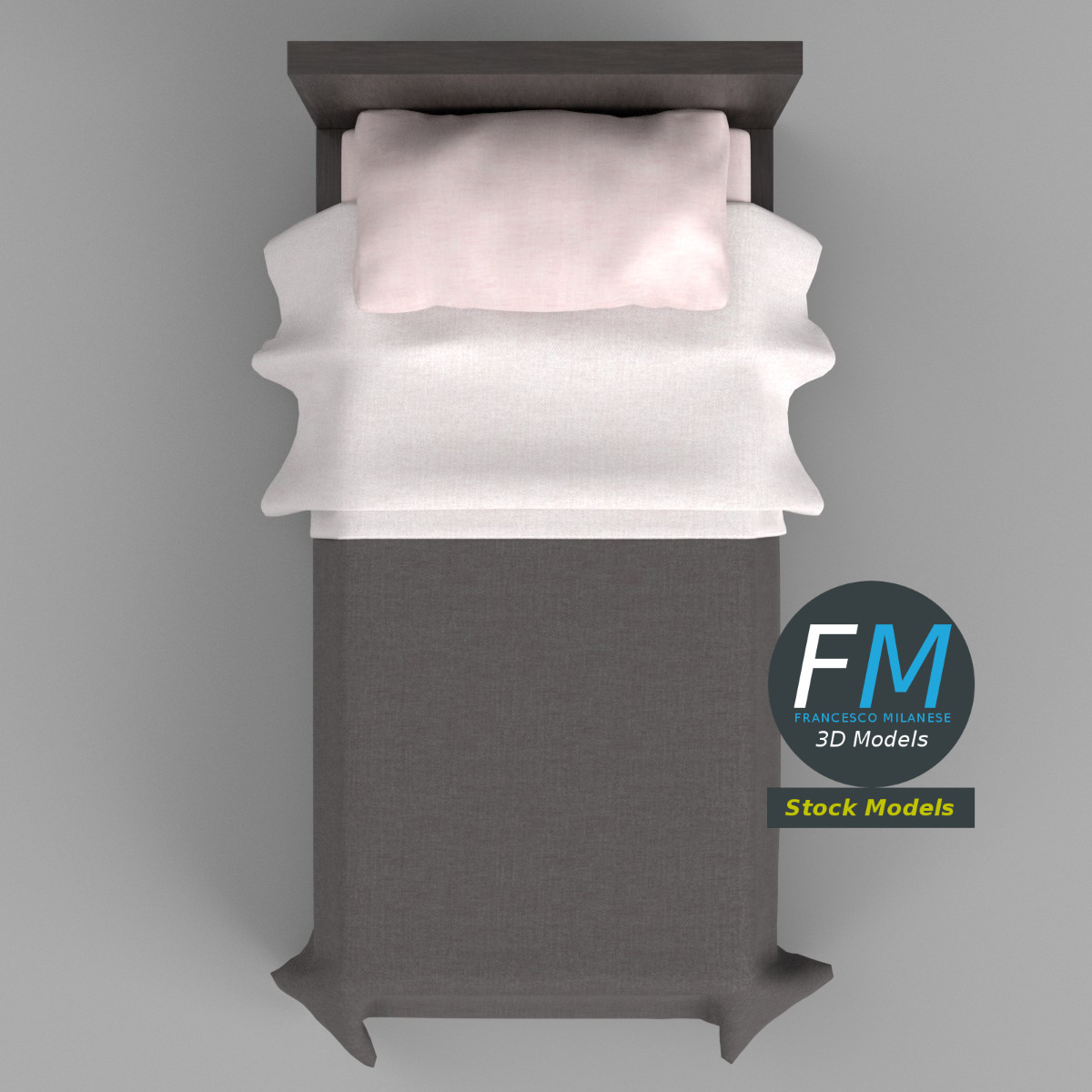 3D-Modell - Einzelbett - 06