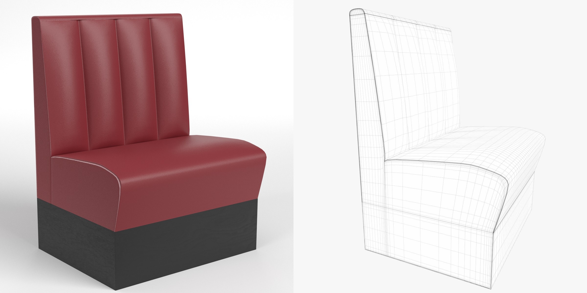 3D-Modell - Einsitzige Diner-Sitzbank