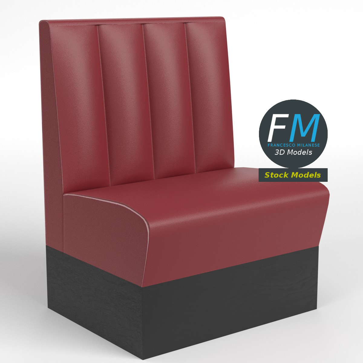 3D-Modell - Einsitzige Diner-Sitzbank - 01