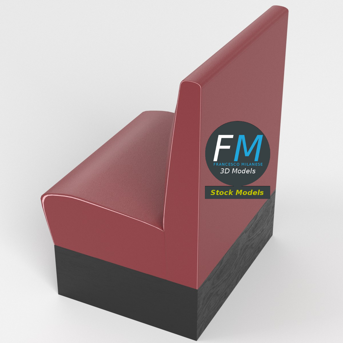 3D-Modell - Einsitzige Diner-Sitzbank - 02
