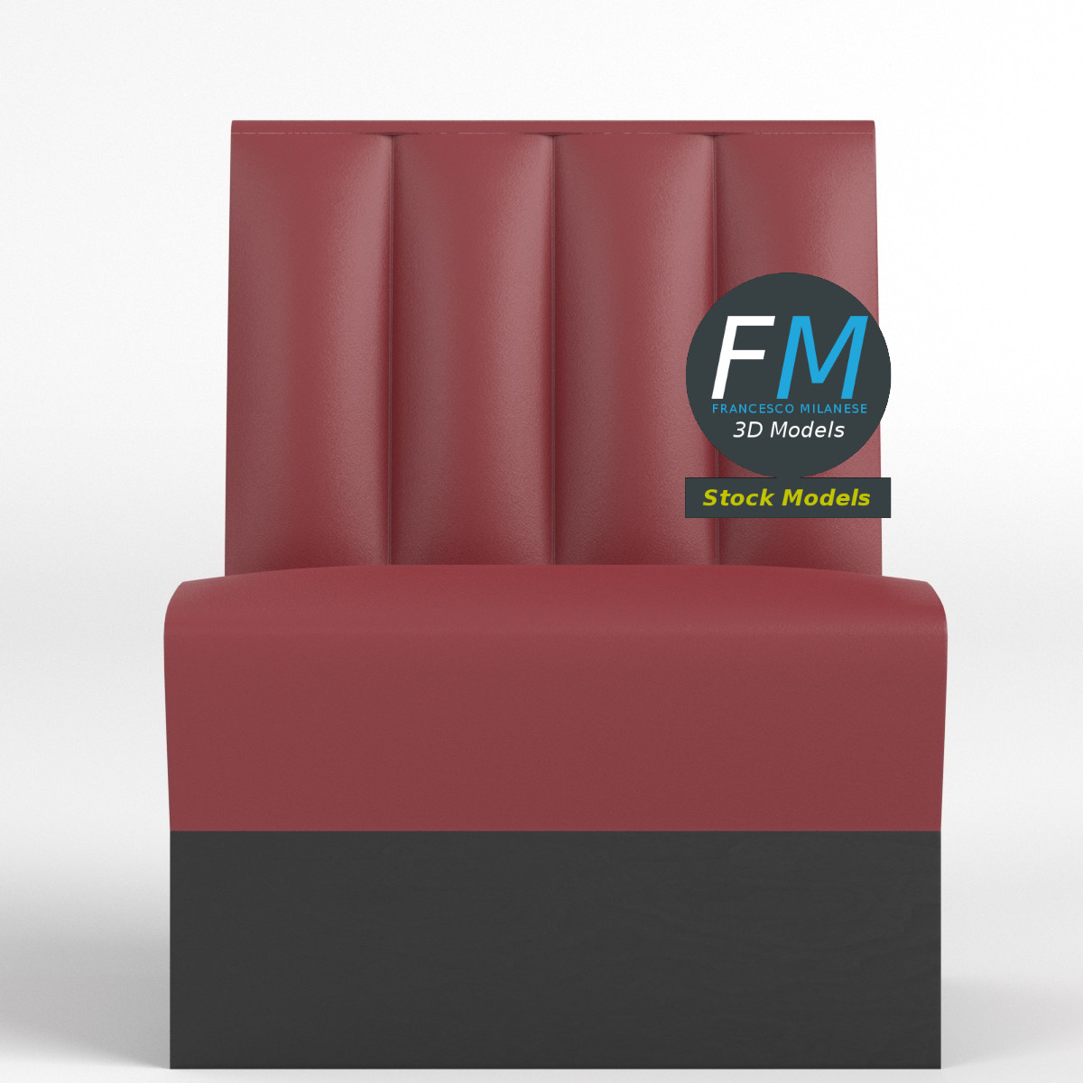 3D-Modell - Einsitzige Diner-Sitzbank - 03