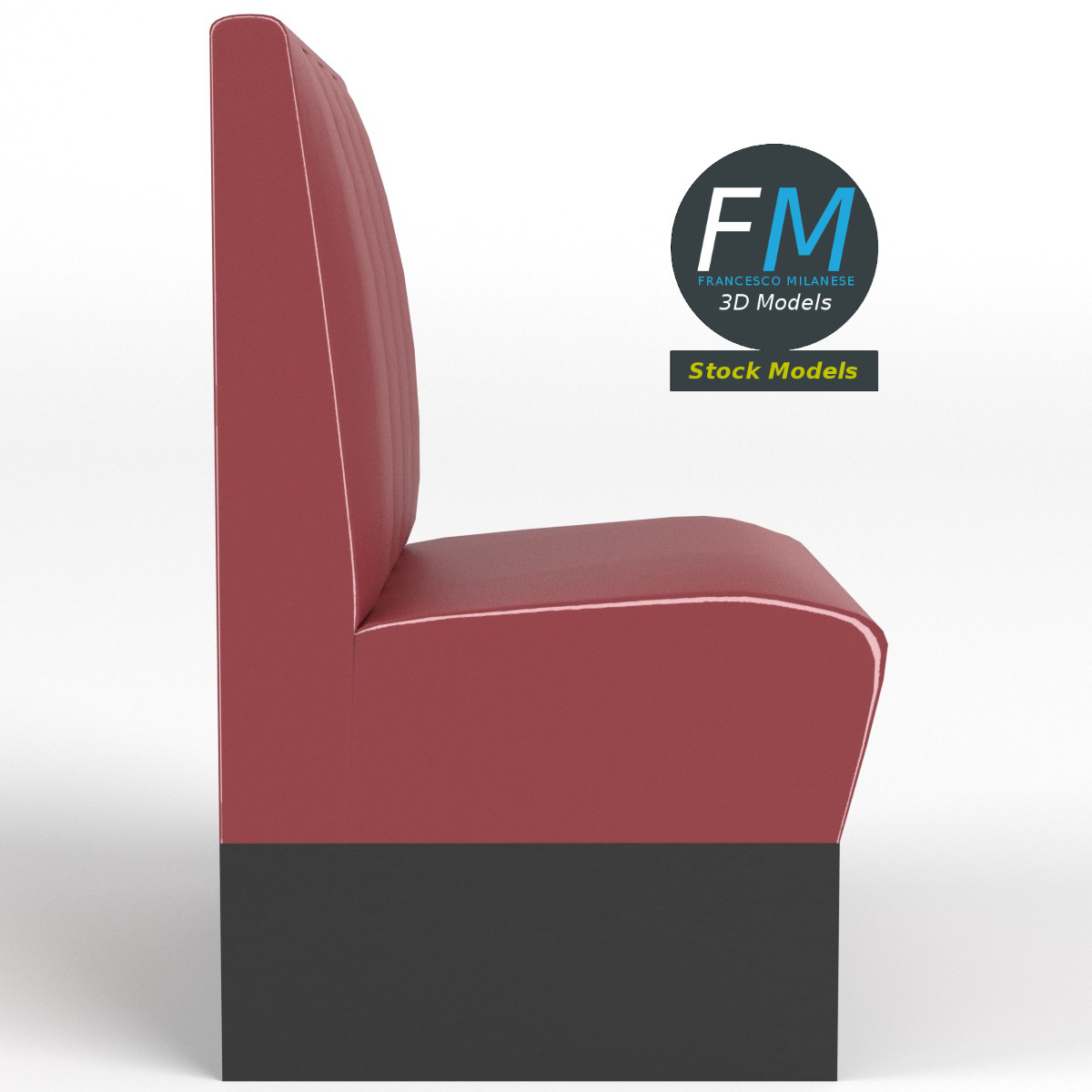 3D-Modell - Einsitzige Diner-Sitzbank - 04