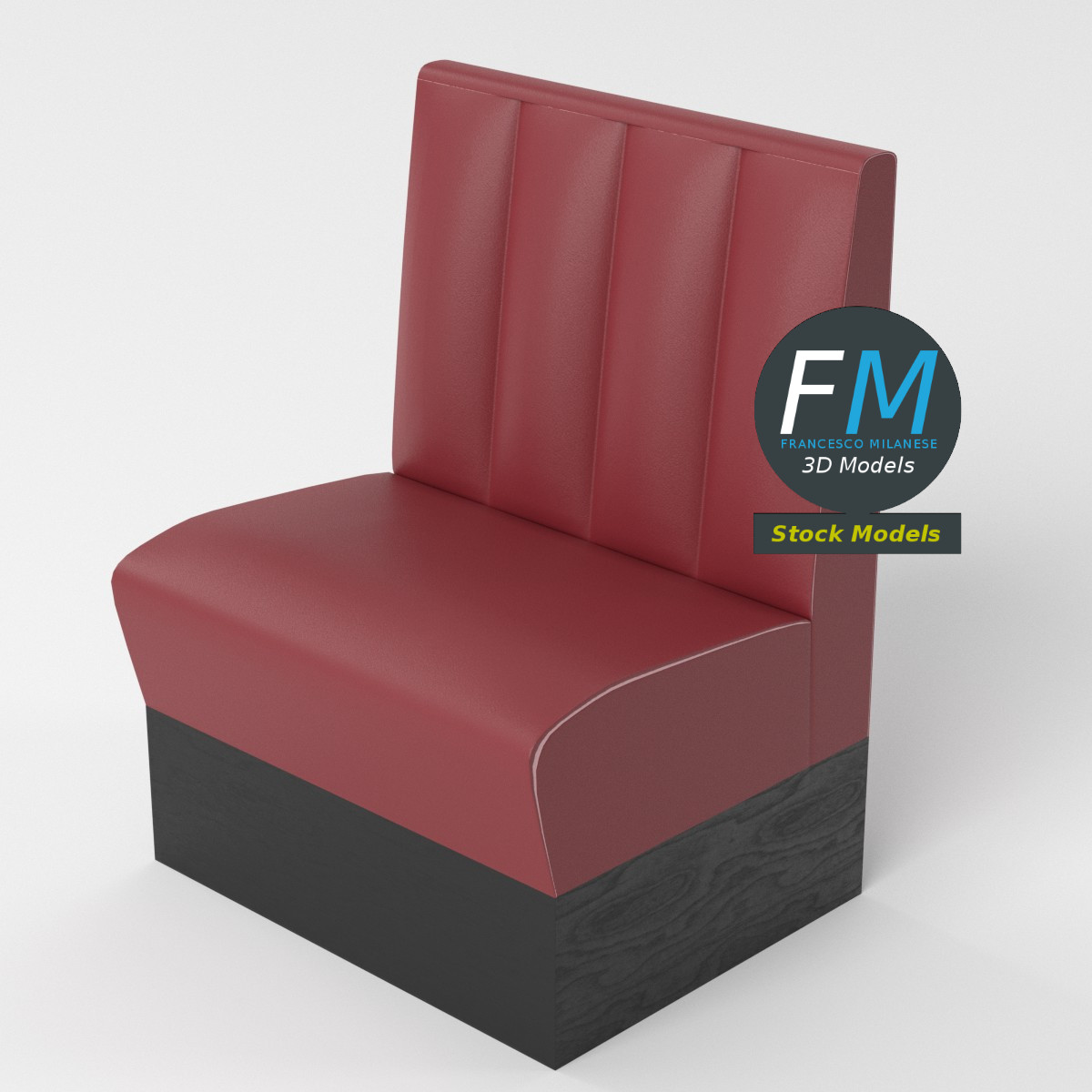 3D-Modell - Einsitzige Diner-Sitzbank - 05