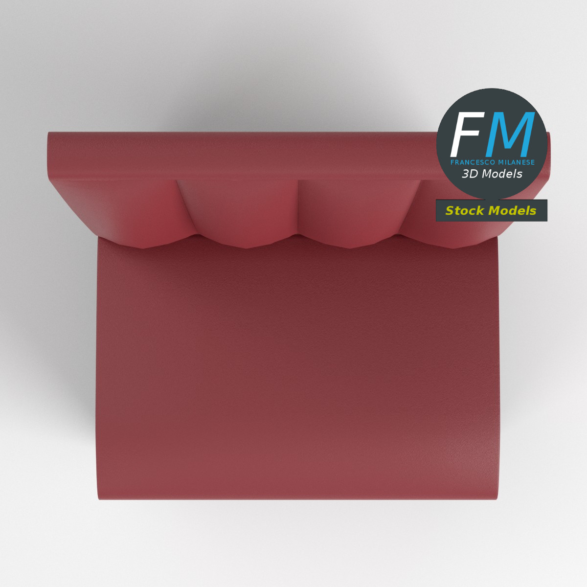 3D-Modell - Einsitzige Diner-Sitzbank - 06