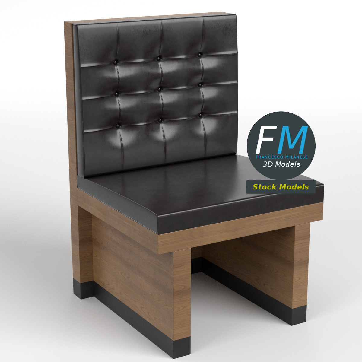 3D-Modell - Einsitzige Diner-Bankette im Chesterfield-Stil - 01