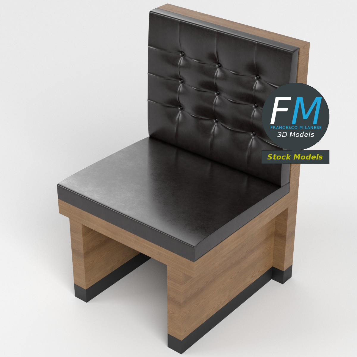 3D-Modell - Einsitzige Diner-Bankette im Chesterfield-Stil - 02