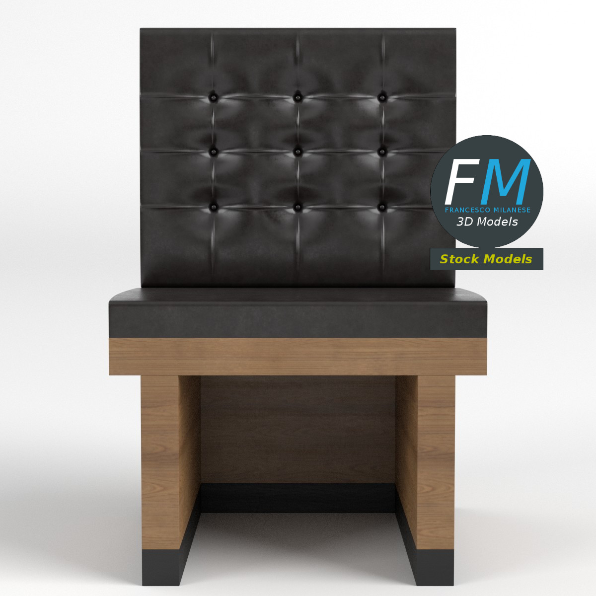 3D-Modell - Einsitzige Diner-Bankette im Chesterfield-Stil - 03