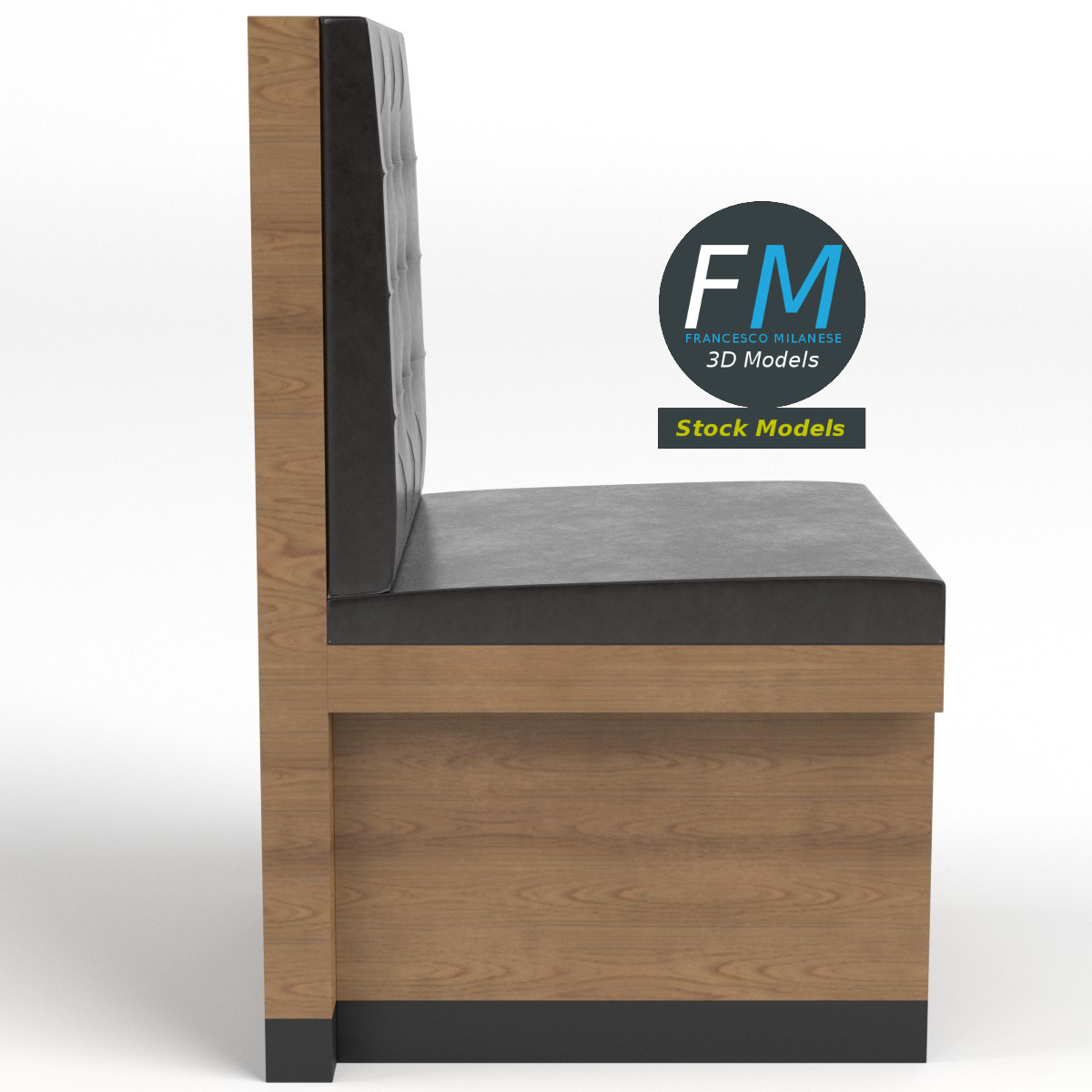 3D-Modell - Einsitzige Diner-Bankette im Chesterfield-Stil - 04