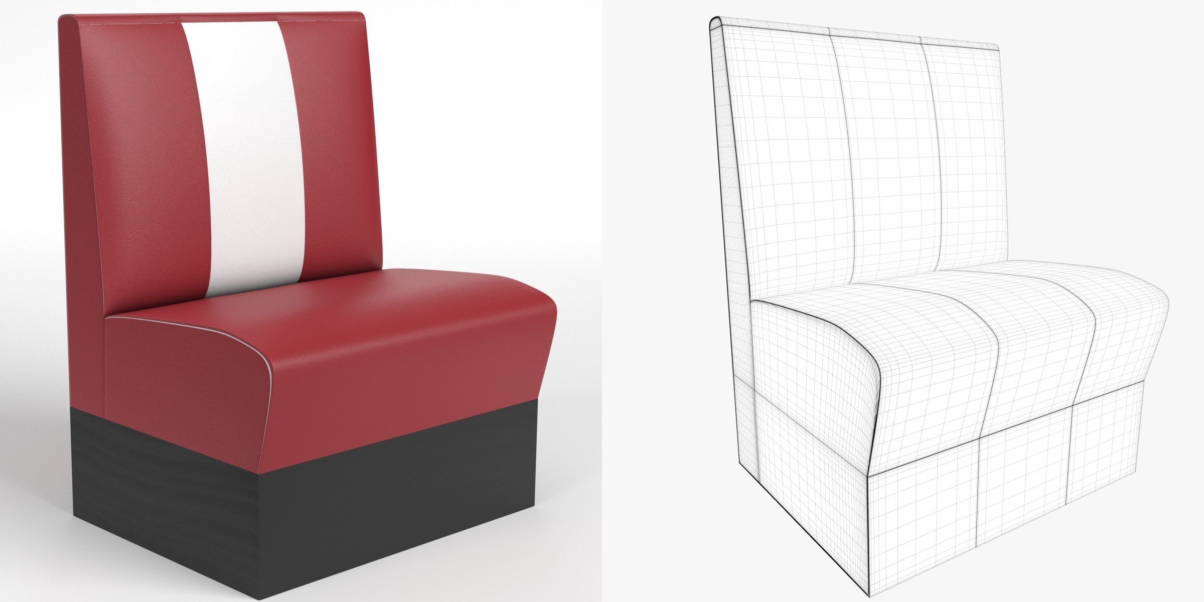 3D-Modell - Einsitzige Diner-Bankette