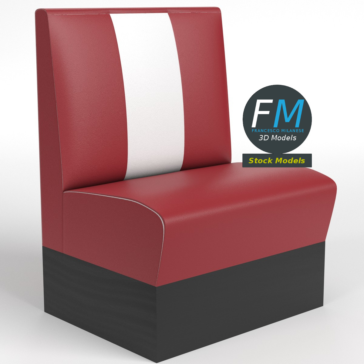 3D-Modell - Einsitzige Diner-Bankette - 01