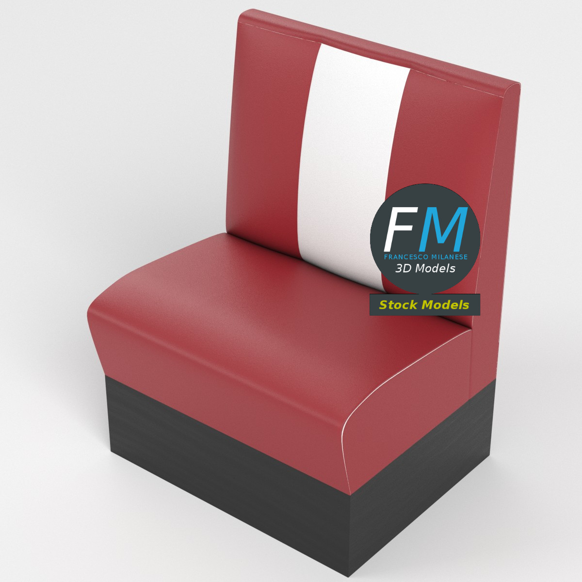 3D-Modell - Einsitzige Diner-Bankette - 02