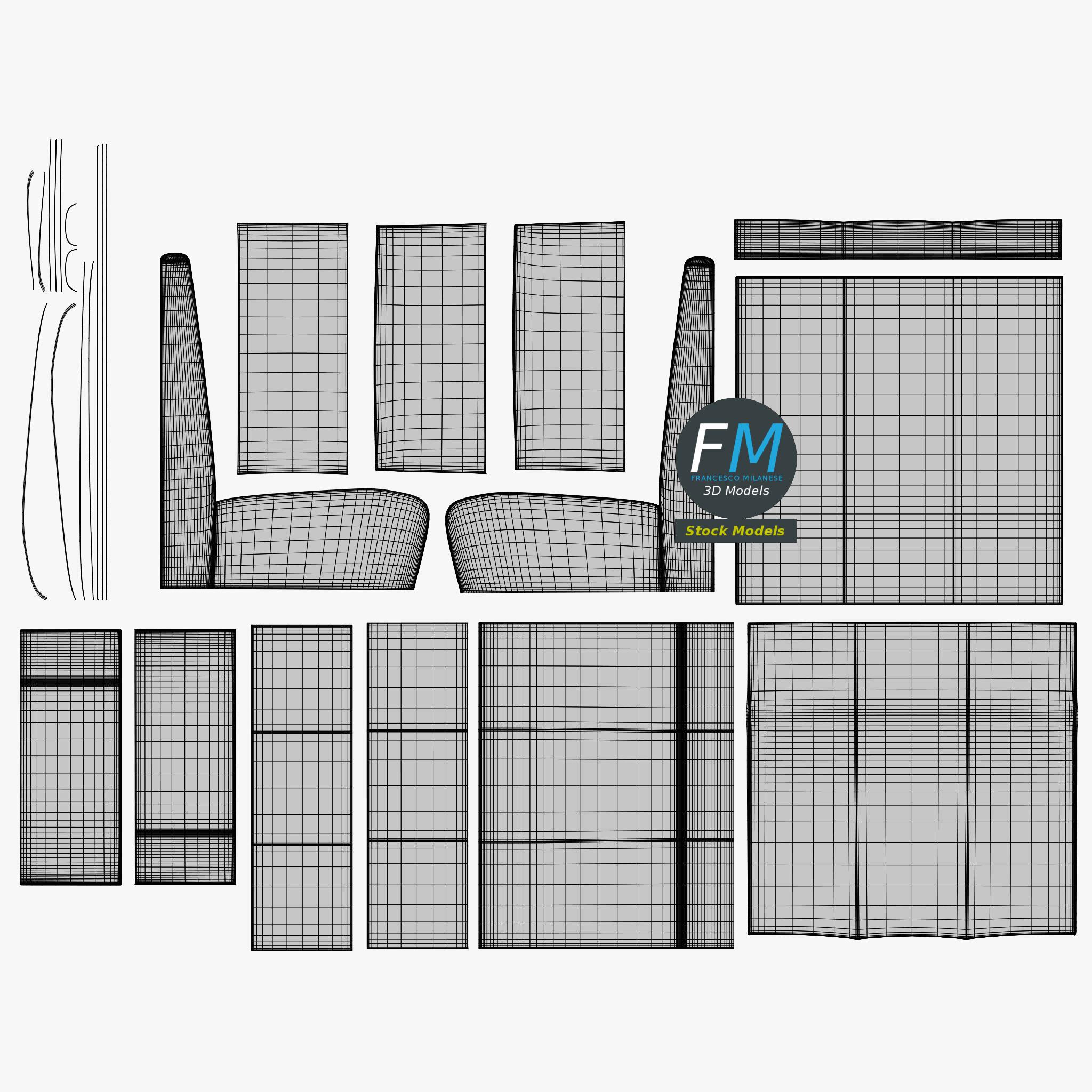 3D-Modell - Einsitzige Diner-Bankette - 11 3D-Modell - Einsitzige Diner-Bankette - 11